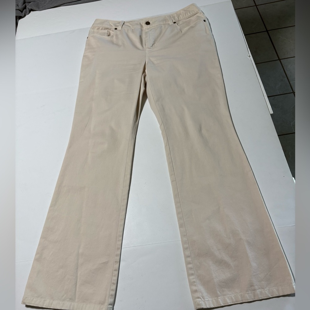Chicos 1.5 Cotton Khaki Pants boot cut like new